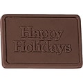 Chocolate Inn® Chocolate Business Card & Holder; Dark Chocolate, Happy Holidays Greeting, Silver Box