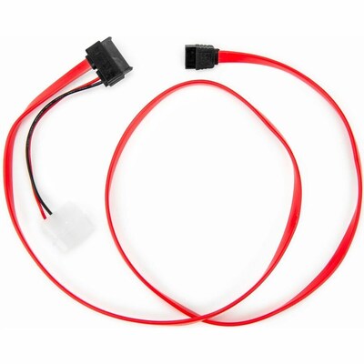 Rocstor 3' Slimline SATA 3.0 to SATA 3.0/LP4 Adapter Cable, Female to Male, Red (Y10C869-RD)
