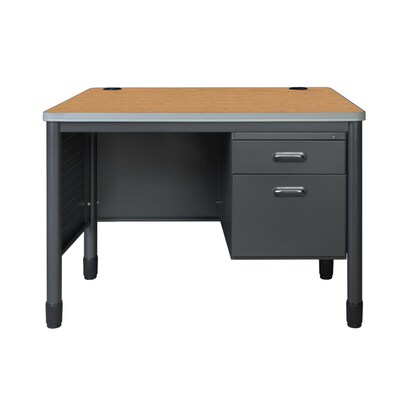 Regency Mesa Steel Single Pedestal Teacher's Office Desk, 48" x 30", Medium Oak (66348SPMO)