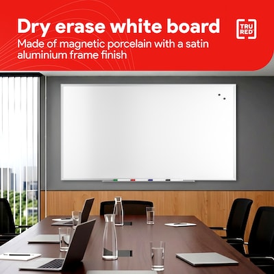 TRU RED™ Magnetic Steel Dry Erase Board, Satin Frame, 8' x 4' (TR61178)