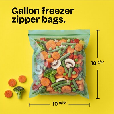 Glad Zipper Freezer Storage Bags, Gallon, 15 Bags/Box (57034)