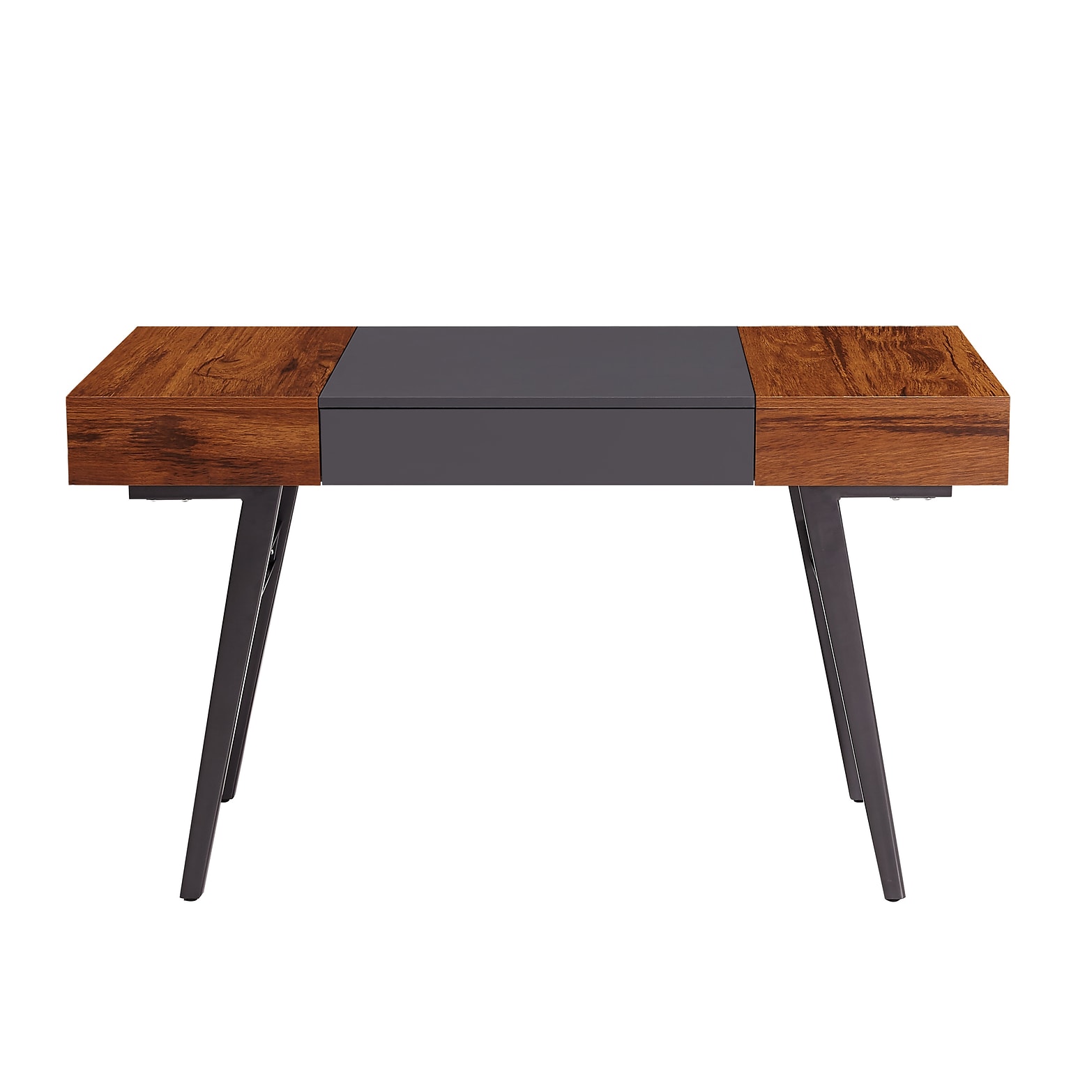 Techni Mobili Expandable 51 MDF Table Desk, Gray/Mahogany (RTA-1854-MAH)