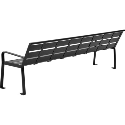 Global Industrial 8' Outdoor Horizontal Steel Slat Park Bench w/ Back, Black (436976BK)