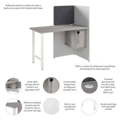 Bush Business Furniture Hustle 48"W Cubicle Workstation, White/Platinum Gray (HUCB248WHPG)