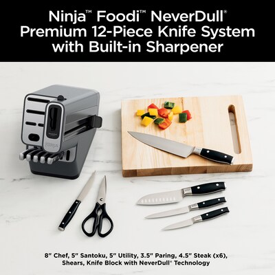 Ninja Foodi NeverDull Premium K32012 Stainless Steel Knife System with Built-in Sharpener, 12 Pieces (K32012)