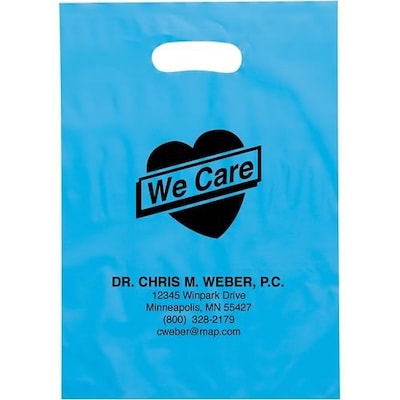 Custom Die Cut Handle Supply Bags; 15x12x3