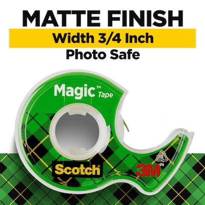 Scotch Magic Invisible Clear Tape With Dispenser, 0.75 x 8.33 yds., 1 Core, Transparent, 4 Rolls/P