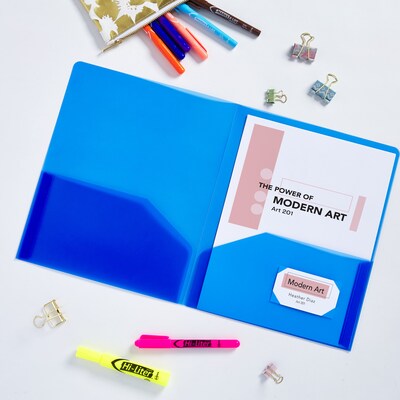 Avery Translucent 2 Pocket Plastic Presentation Folder, Blue (47811)