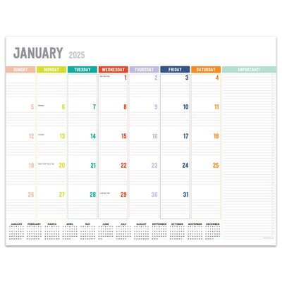 2025 TF Publishing 17 x 22 Rainbow Blocks Desk Pad Monthly Blotter Calendar (25-8206X)