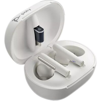 Plantronics Voyager Free 60+ UC Wireless Bluetooth Earbuds, USB-C Teams, White Sand (7Y8G8AA)