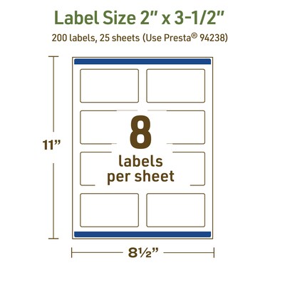 Avery Dissolvable Rectangle Multipurpose Labels, 2" x 3.5", Off-white, 200/Pack (94238)