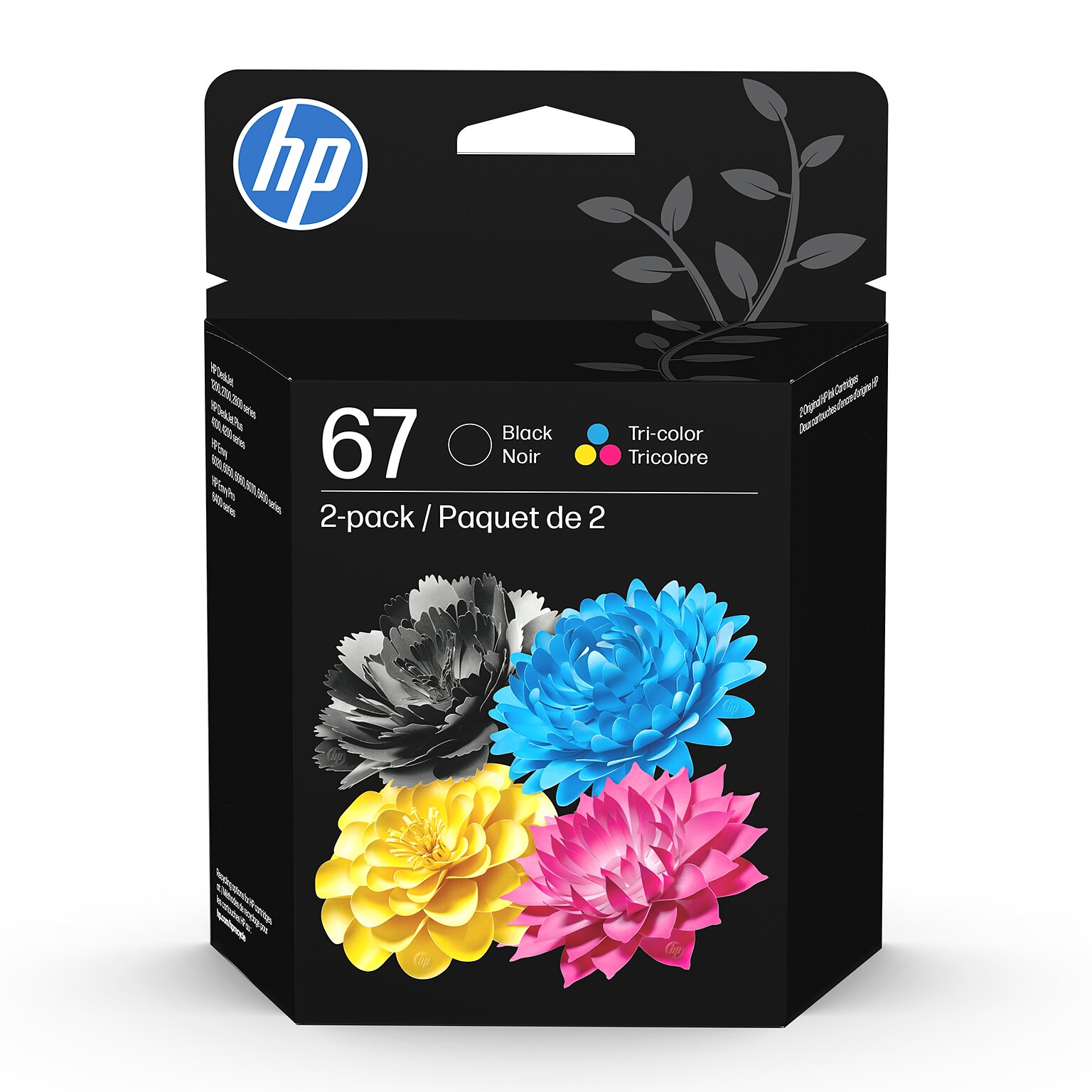 HP 67 Black/Tri-Color Standard Yield Ink Cartridge, 2/Pack (3YP29AN#140)