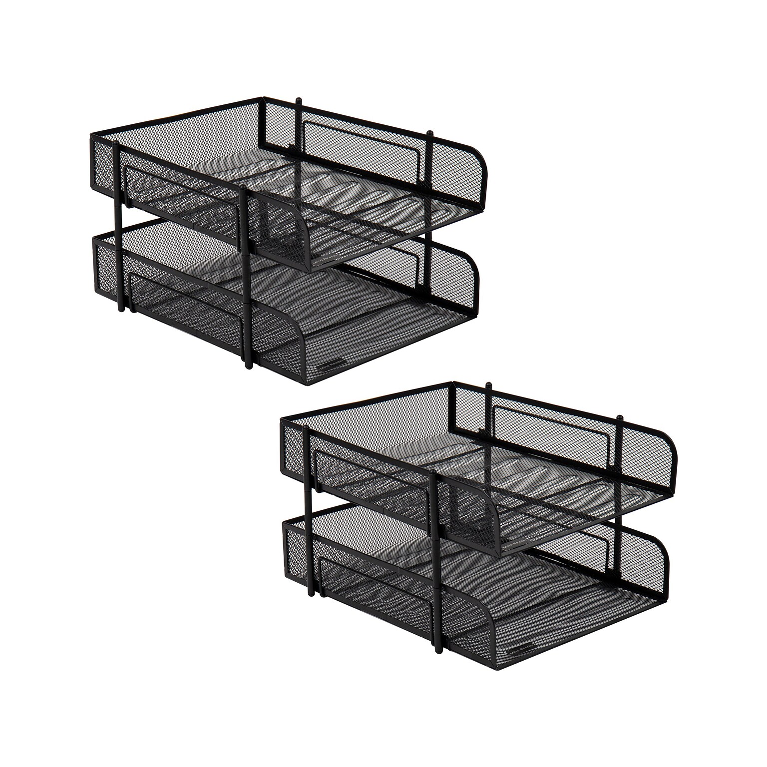 Mind Reader 2-Tier Stackable Paper Desk Tray, Metal Mesh, Black, 2/Set (2CSTACK2-BLK)
