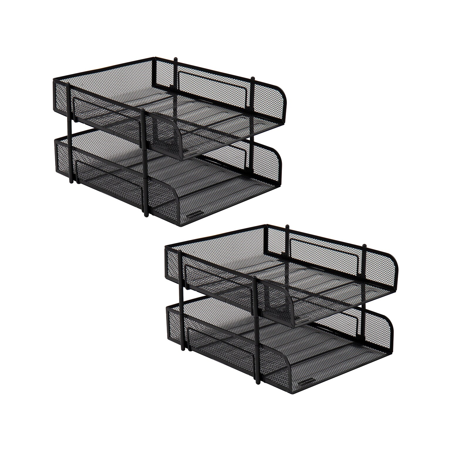 Mind Reader Network Collection Metal Mesh Front Loading Stackable 2-Tier Paper Tray, Letter Size, Black (2CSTACK2-BLK)