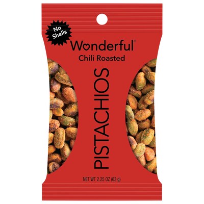 Wonderful Pistachios Salted Chili Roasted Pistachios, 2.25 oz., 8 Bags/Box (CR0146A25M1)