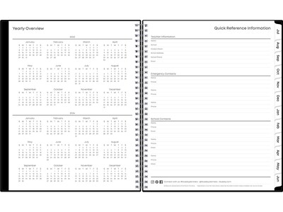 2023-2024 Blue Sky 8.5" x 11" Academic Weekly & Monthly Teacher Planner, Black (134433-A24)