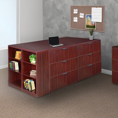 Regency Legacy 42H x 85W x 46D Stand Up Lateral File Quad with Bookcase End, Mahogany (LSLFQUAD8546MH)
