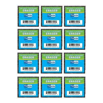 Flipside Dry-Erase Eraser, Gray, Dozen (30009)