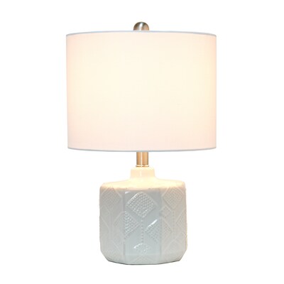 Lalia Home 19" Contemporary Bohemian Ceramic Eyelet Pattern Floral Textured Bedside Table Lamp, Off White (LHT-3000-OF)