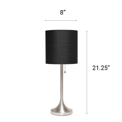Creekwood Home Modern Glam 21.25" LED Table Lamp, Brushed Nickel/Black (CWT-1006-BB)