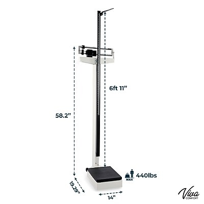 Viva Comfort ME904 Mechanical Physician Weight & Height Scale, White, 440 lbs. Capacity (ADIME904-02-MK)