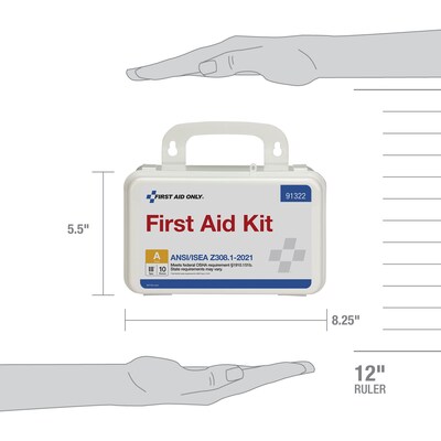 First Aid Only Plastic Weatherproof First Aid Kit, ANSI 2021 Class A, 10 People, 76 Pieces (91322)