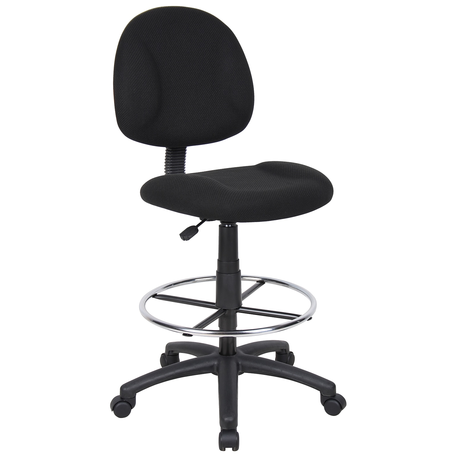 Boss Armless Fabric Drafting Stool with Footring, Black (B1615BK)