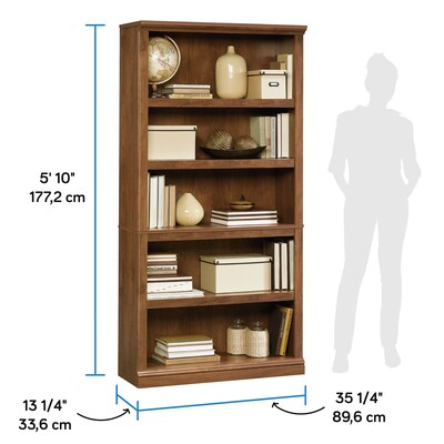 Sauder Select 70"H 5-Shelf Bookcase, Oiled Oak  (410367)