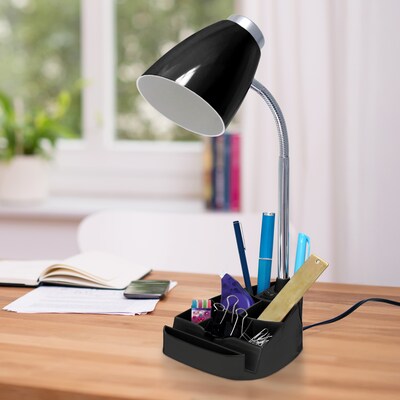 Simple Designs Organizer LED Desk Lamp, 18.50", with iPad Tablet Stand, Black (LD1002-BLK)