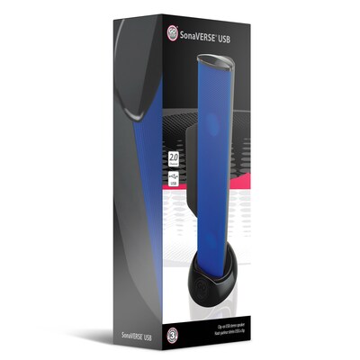 GOgroove SonaVERSE USB Laptop Computer Speaker with Clip-On Portable Soundbar, Blue (GGSVUSB100BLWS)