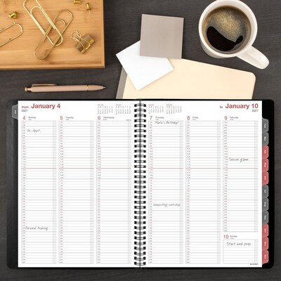 2027 AT-A-GLANCE 8" x 11" Weekly & Monthly Appointment Book, Faux Leather Cover, Black (33351-2701)