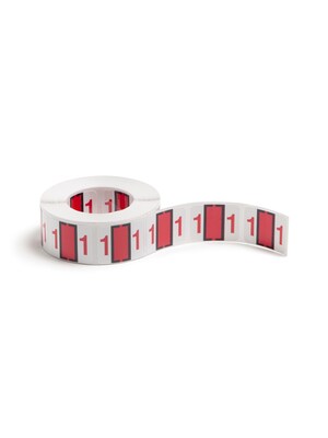 Smead BCCRN Color Coded Numeric Labels, 1 x 1.25, Red, 500/Roll (67371)