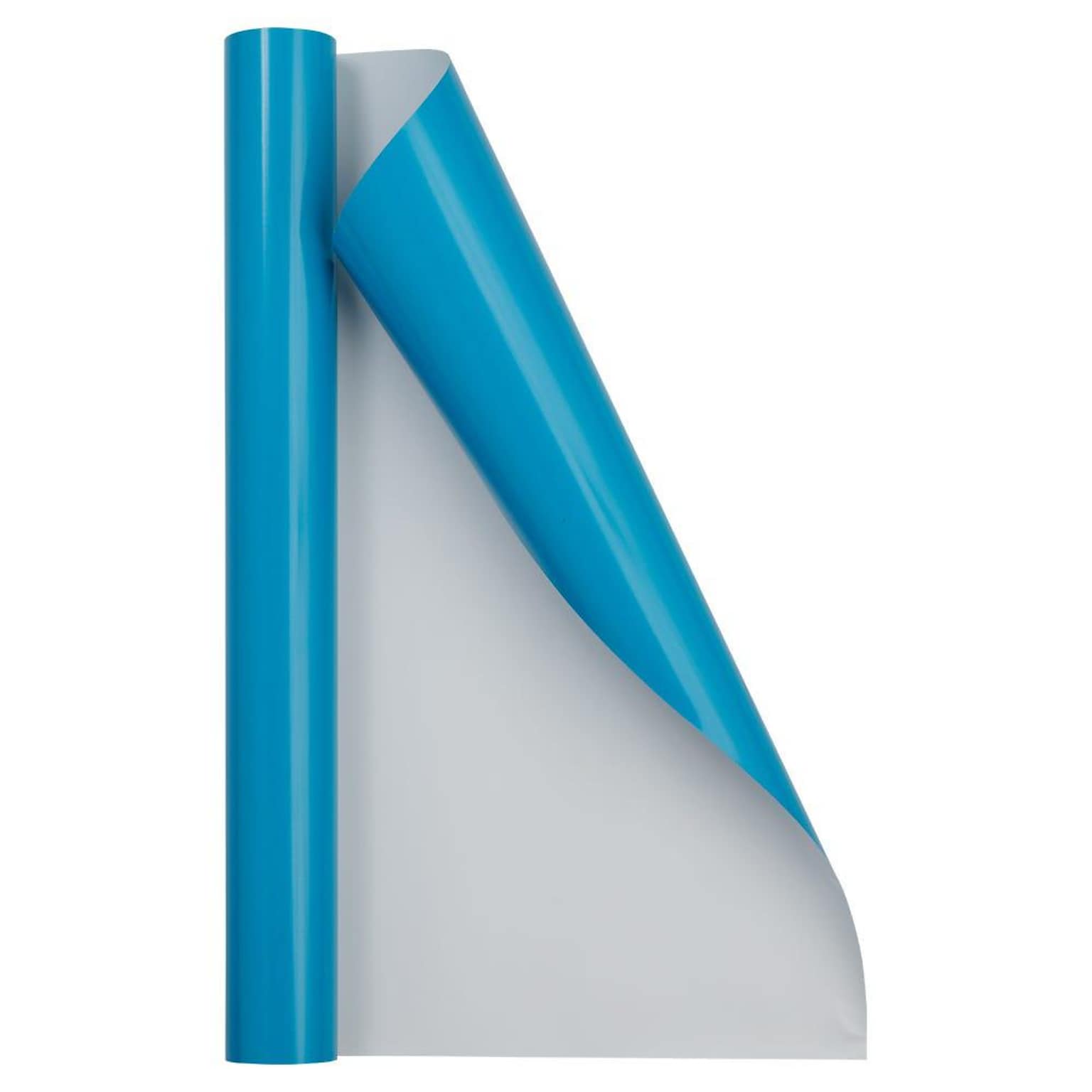 JAM Paper Short Mini Roll Glossy Wrapping Paper,  26.3 x 2.5, Bright Blue, 2/Pack (165S25263bug)