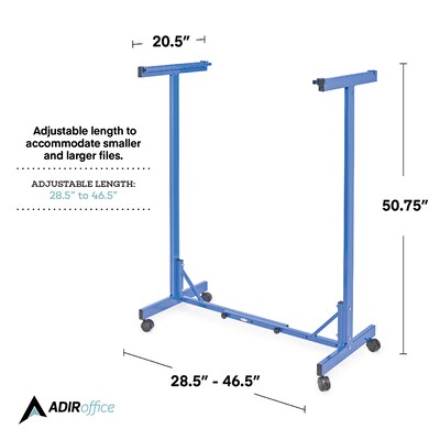 AdirOffice Metal Mobile File Cart with Swivel Wheels, Blue (615-BLU-PKG)