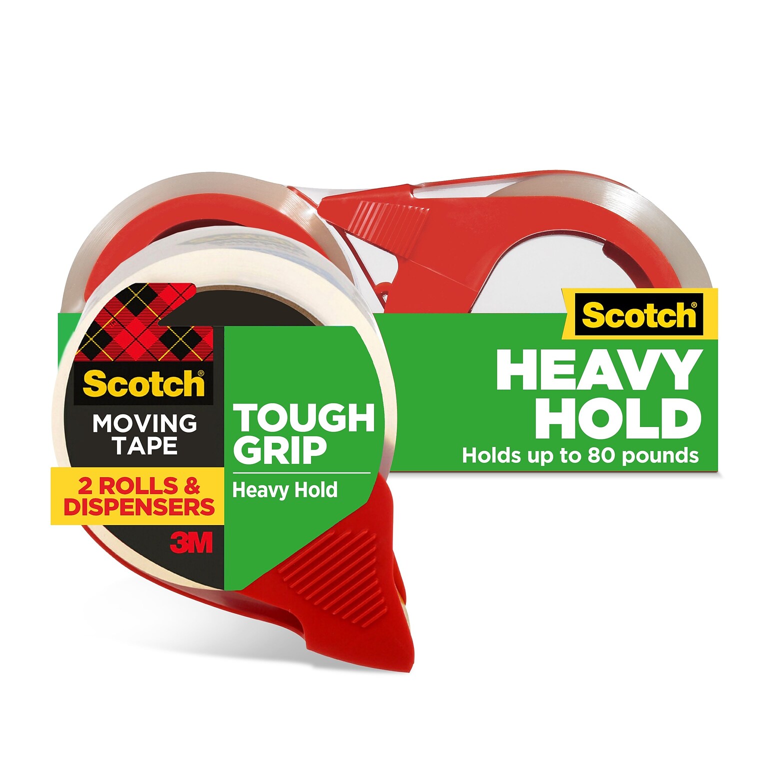 Scotch Heavy Duty Packing Tape with Dispenser, 1.88 x 38.2 yds., Clear, 2/Pack (MMM3500S21RD)
