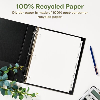 Avery Index Maker EcoFriendly Paper Dividers with Print & Apply Label Sheets, 5 Tabs, White, 5 Sets/Pack (11580)