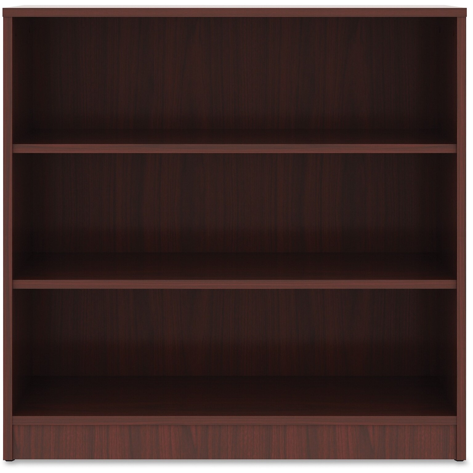 Lorell 36 3-Shelf Bookcase with Adjustable-Shelves, Mahogany Laminate (LLR99781)