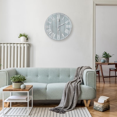 Elegant Designs Wood Plank 23" Large Rustic Coastal Wall Clock, Light Blue Wash (HG2003-LBW)