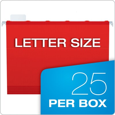 Pendaflex Ready-Tab Reinforced Hanging File Folder, 5-Tab, Letter Size, Red, 25/Box (42623)