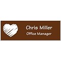 Engraved Identification Badges; 1x3, Warm Brown with White Letters
