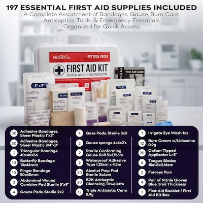 ProHeal OSHA Compliant First Aid Kit, ANSI Class A, Type III, Serves 50 People, 197 Pieces (PH-16623H)