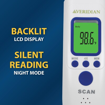 Veridian Non Contact Infrared Digital Temporal Thermometer, White (09-183)