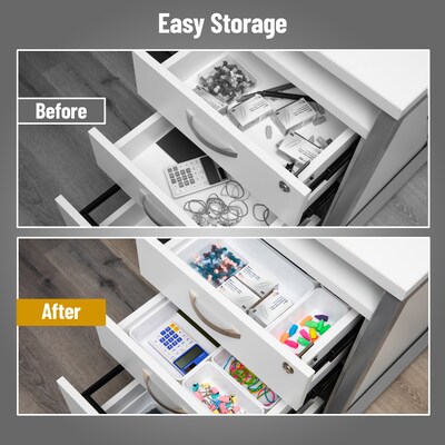 Mind Reader Stackable Plastic Desk Tray Set, White, 25 Pieces (DRORG25-WHT)