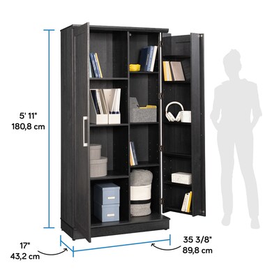Sauder HomePlus 71"H Storage Cabinet with 12 Shelves, Raven Oak (446898)