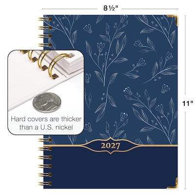 2027 Excello Brands 9" x 11.3" Weekly & Monthly Standard Planner, Paperboard Cover, Blueberry Vines (LGPRT-CY27-8511-88)