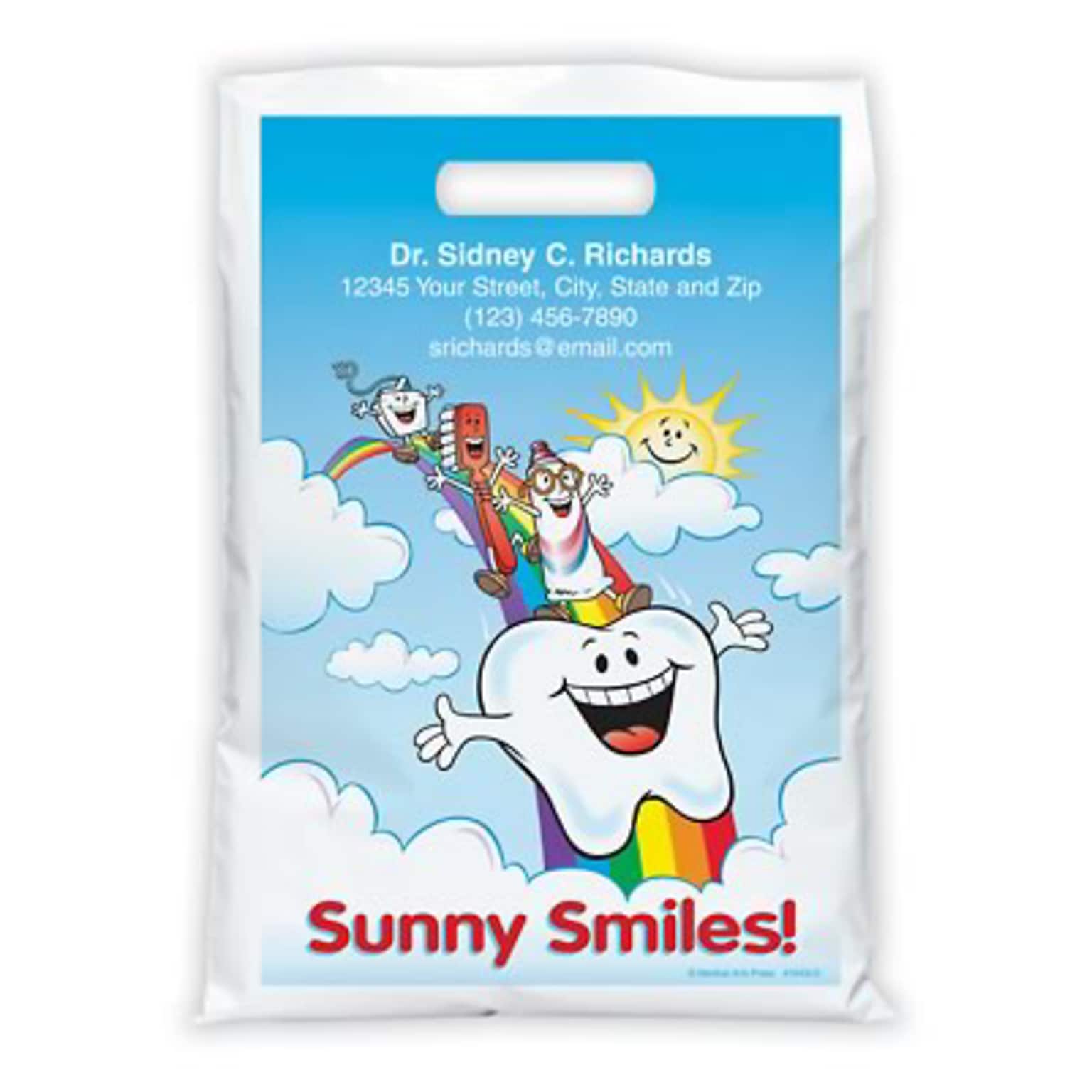 Medical Arts Press® Dental Personalized Full-Color Bags; 9x13, Sunny Smiles, 100 Bags, (41543)