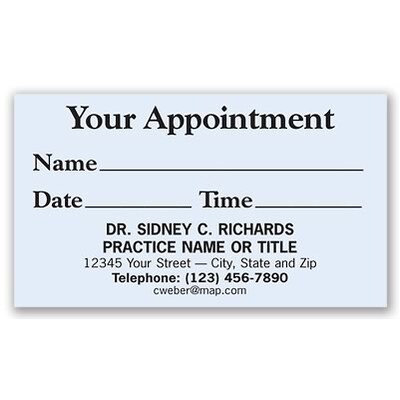 Basic Appointment Cards; Layout G, Smooth Finish, Blue