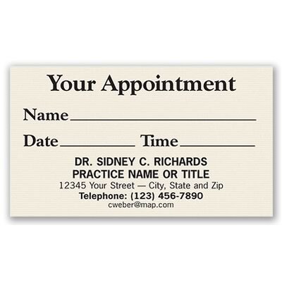 Basic Appointment Cards; Layout G, Laid Finish, Ivory