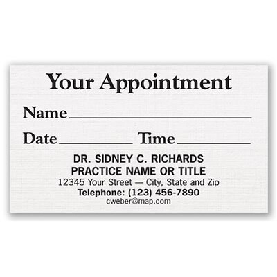 Basic Appointment Cards; Layout G, Linen Finish, White