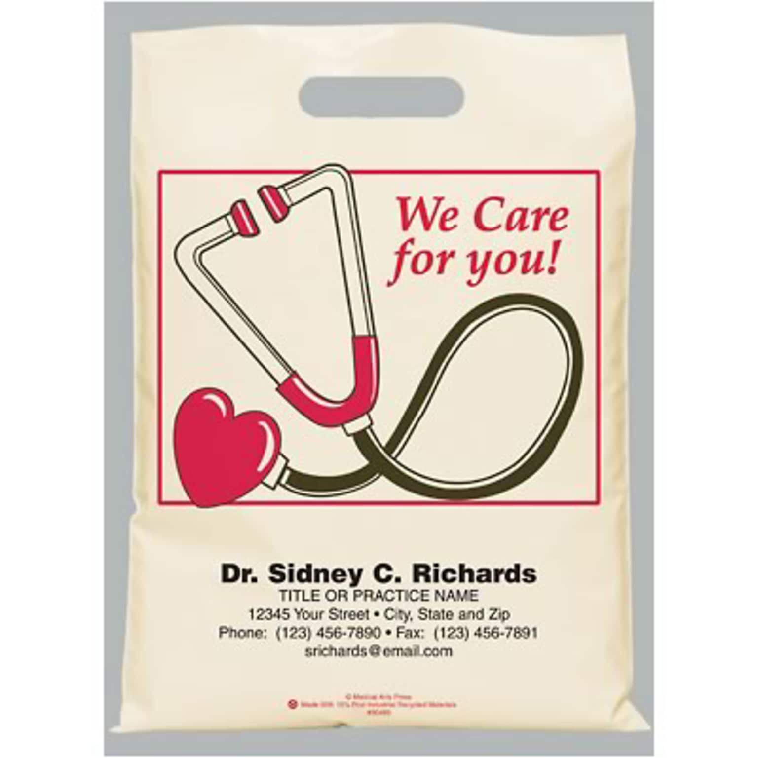 Medical Arts Press® Medical Personalized Recycled Supply Bags; 9 x 13, Stethoscope, 100 Bags, (90489)